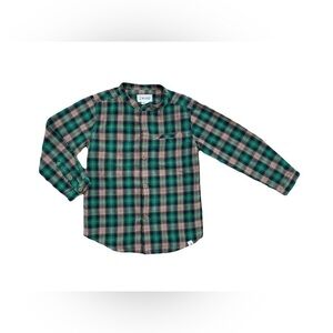 Me & Henry Size 4-5 Years Green and Brown Plaid Woven Button Down Shirt